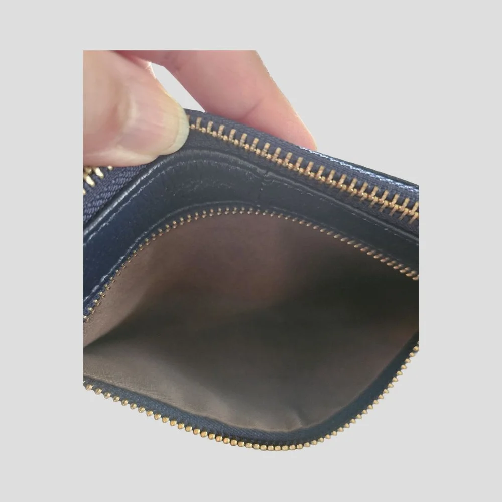 Navy Blue Faux Leather Wristlet Clutch